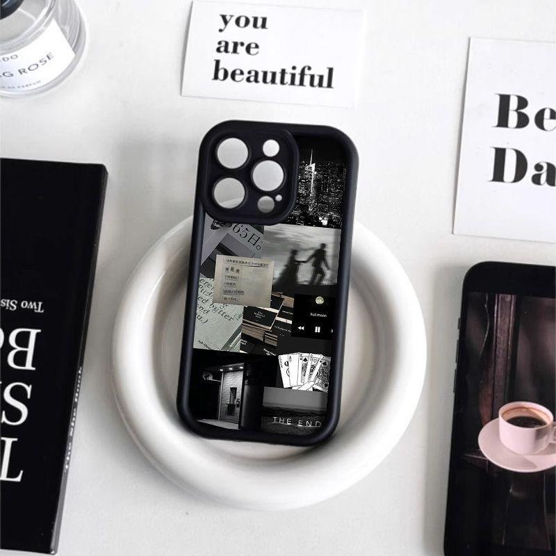 Black and White Life Fragments for iPhone17pormax Mobile Phone Case 14 Internet Celebrity 13/12 Japan and Korea 11 Soft Case 15