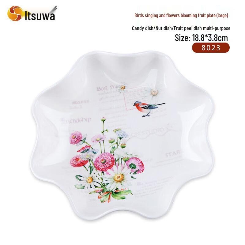 Wuhe Chinese Style Floral Bird Melamine Snack Plate
