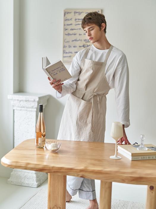 DECOVIEW Washed Linen Apron Grey