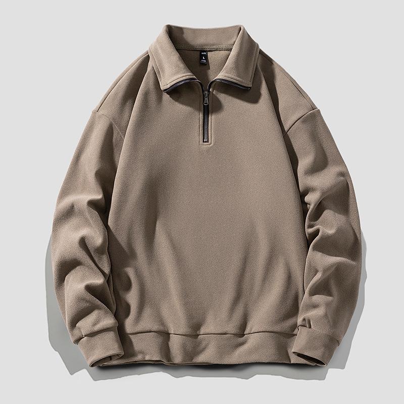 Spring Men Half Zip Sweatshirts 2025 Men High Street Fashion Stand Collar Pullover Hoodies Y2K Clothes Korean Fashion Tops