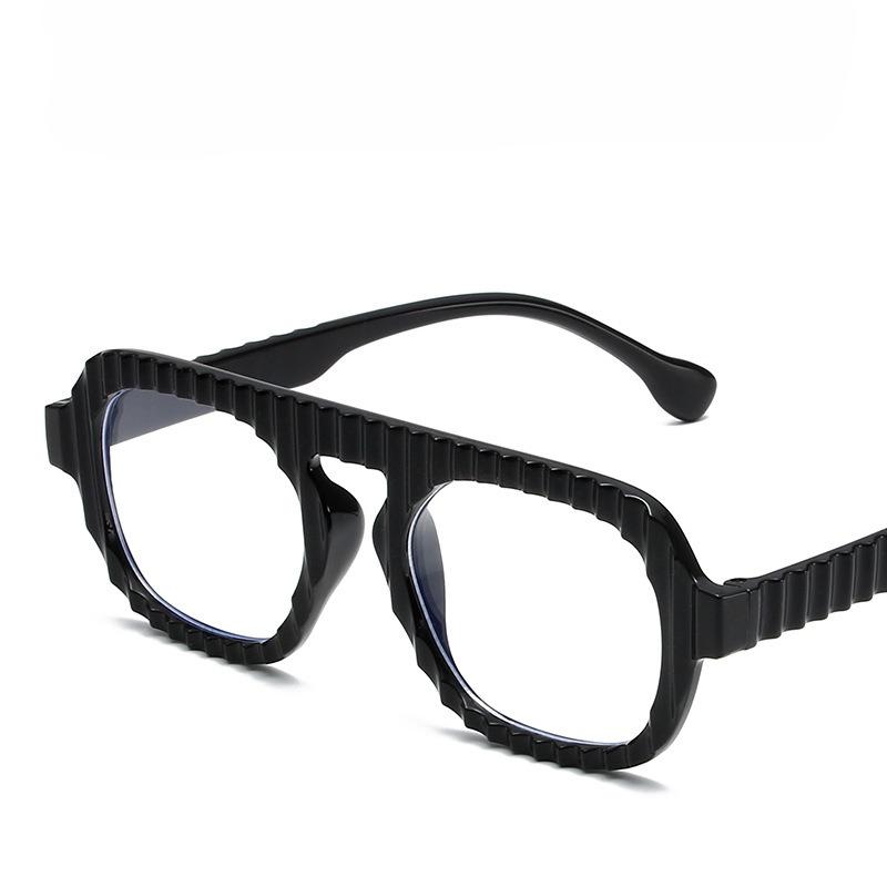

Double Bridge Trendy Oversized Square Sunglasses Women Men Wavy Striped Retro Vintage Sunglasses Vintage as pictures