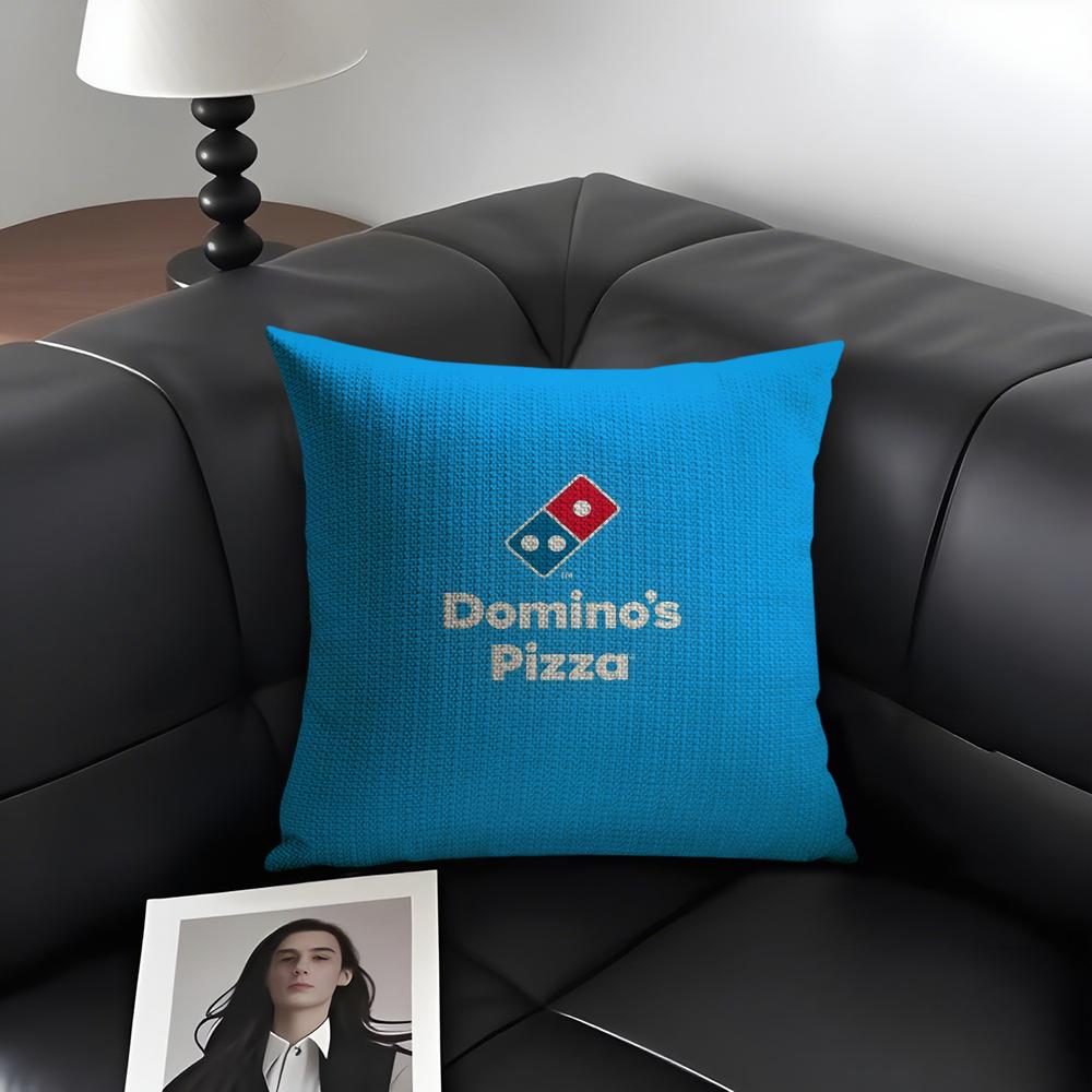D-Domino'S Pizza Brand Cushion Cover Natural Linen Organic Fabric Double-Sided Printing Sofa Home Decor Gift Pillow Case