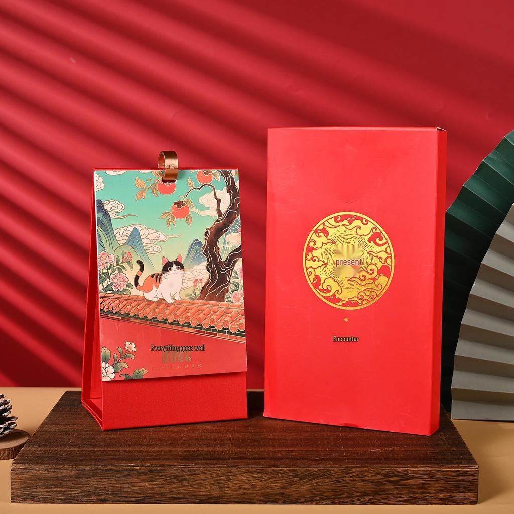 2026 Year of the Horse Custom Desktop Calendar with Iron Ring - High-Value Small Batch Student Planner and Ornament