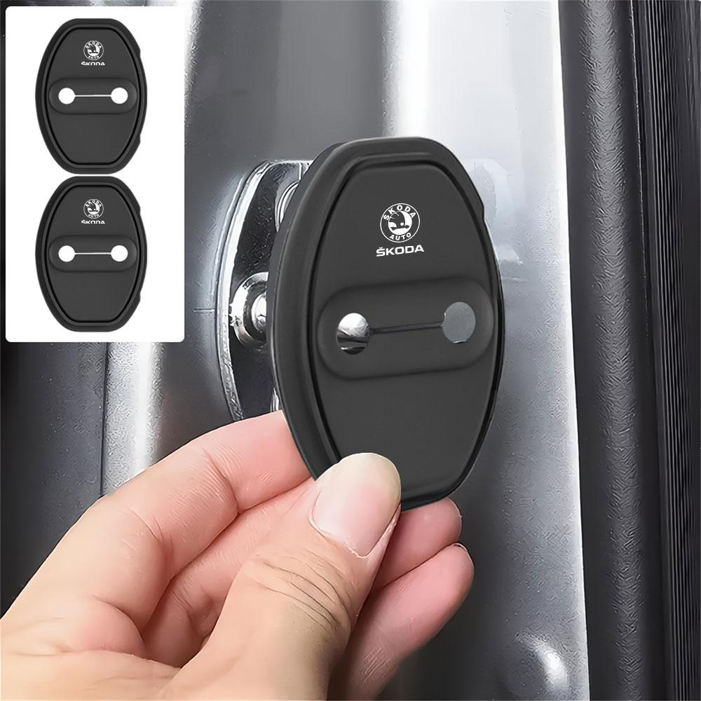 2/4Pcs Silicone Car Door Lock Buckle Car Door Latch Mute Damping Cushion For Skoda Octavia KAMIQ KODIAQ SUPERB RAPID KAROQ FABIA usbn43