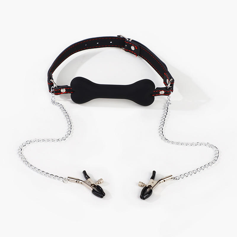 Sexy BDSM-Accessoires: Knochenförmige Ballgags, Brustwarzenklemmen, Brustfolterspielzeug, Trainings-Sexspielzeug für Paare, Silikongags