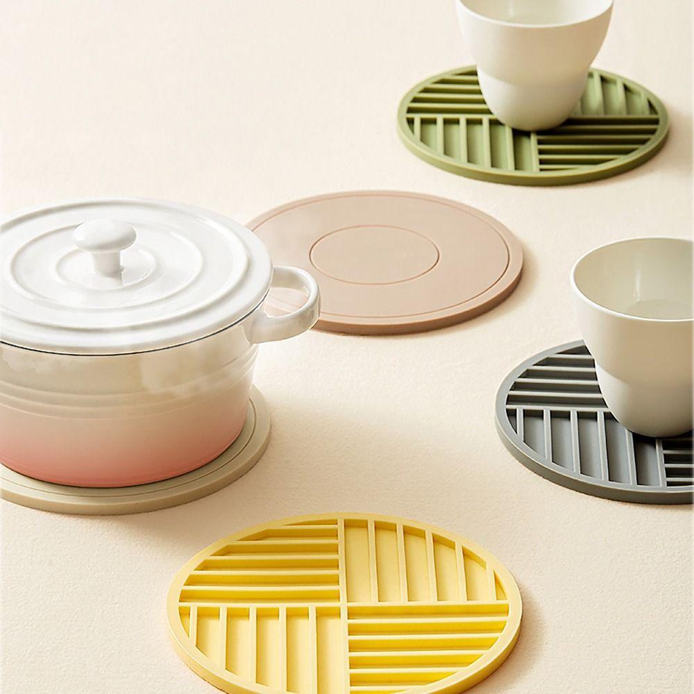 Heat Resistant Heat Insulation Mat Round Hot Pads Convenient Silicone Trivet Mat  Kitchen
