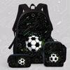 Football Cartoon Print Junior High School Backpack Three-Piece Children'S Schoolbag Primary School Backpack