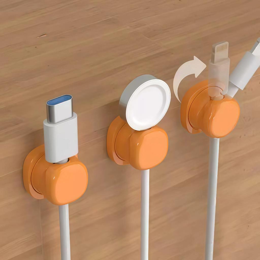 3-Pack Rotatable Cable Organizer, Desktop Cable Management Holder, Charging Cord Clip, Spring-Loaded Cable Clip