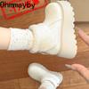 Autumn Winter Thick Sole Women Fur Snow Boots Concise Height Increase Shoes Ladies Outdoor Comfort Warm Cotton Short Booties