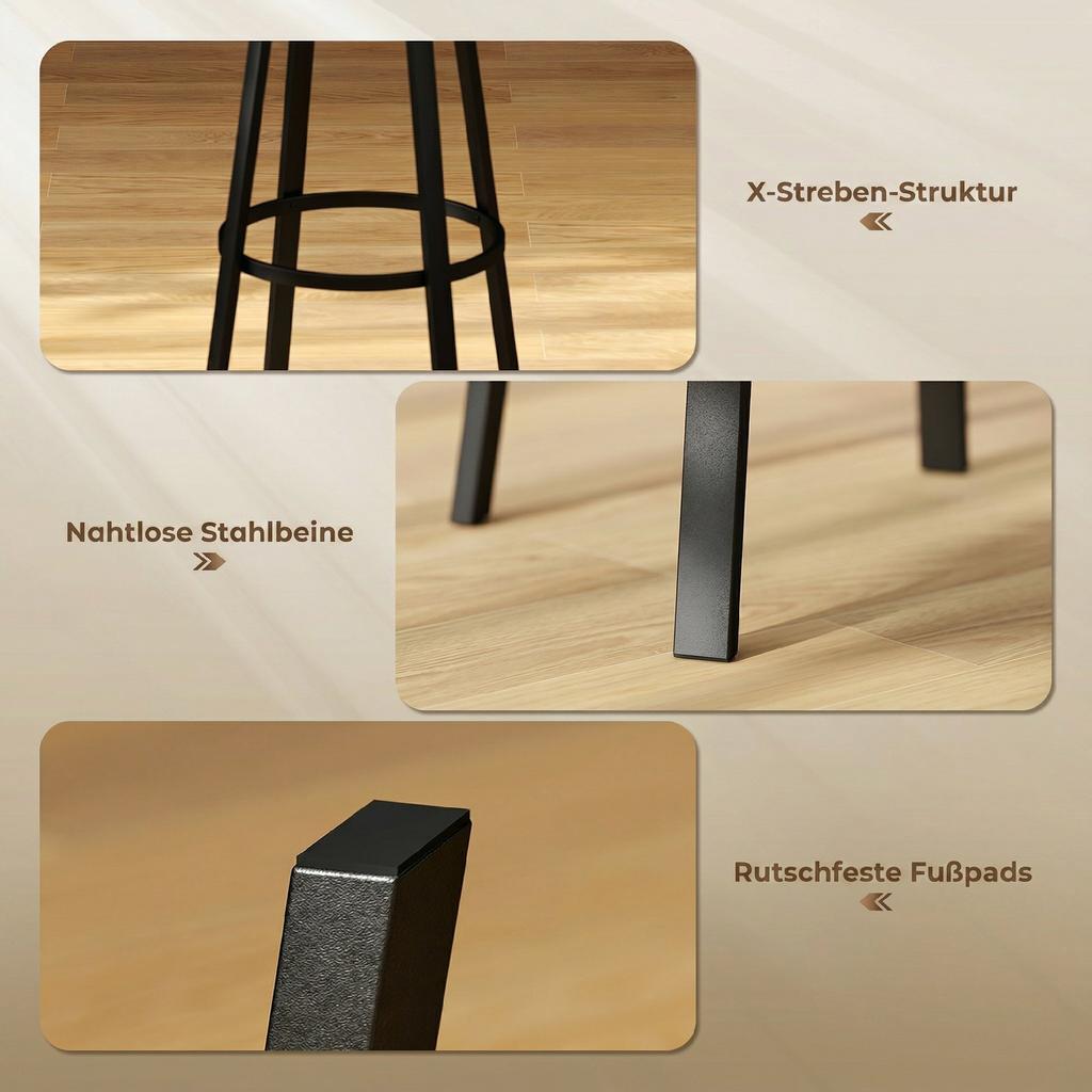Set of Two Industrial-Style Bar Stools - Brown/Black