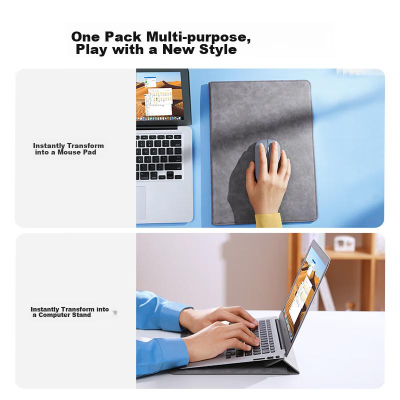 UGREEN Laptop Sleeve 16-Inch, Storage Bag Protective Cover PU Leather, Compatible with All Computers, Can Be Used As Stand, Gray