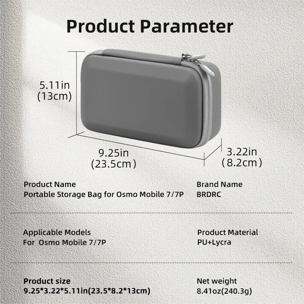 For DJI Osmo Mobile 7/7 Pro Carrying Case Portable Storage Bag Waterproof Travel Case with Mesh Pocket Handheld Gimbal Accessory