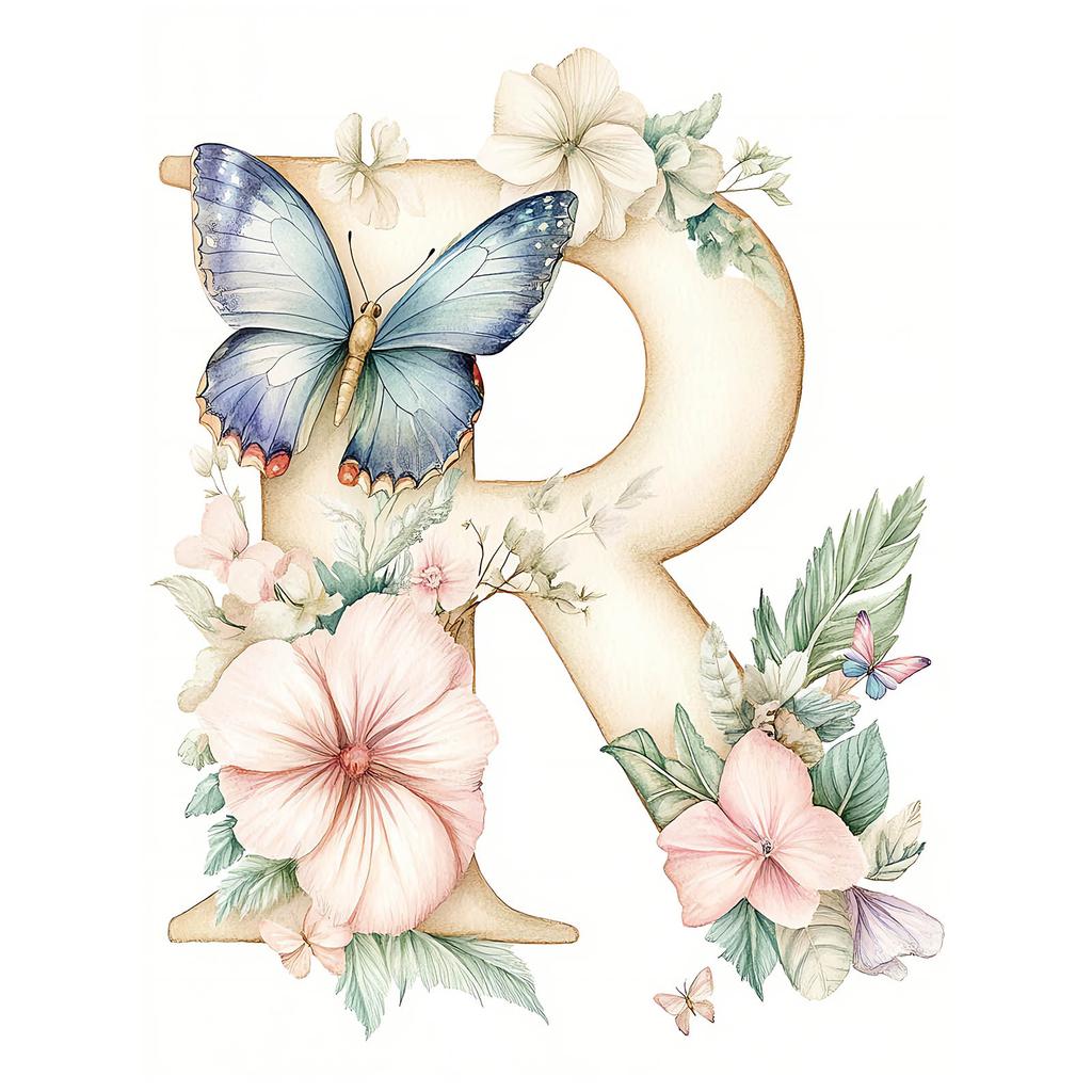 Plakat Kwiatowa Litera R Plakat Kwiatowa Litera R, 30X40 Cm, Bez Ramy, Płótno Premium Na Blejtramie