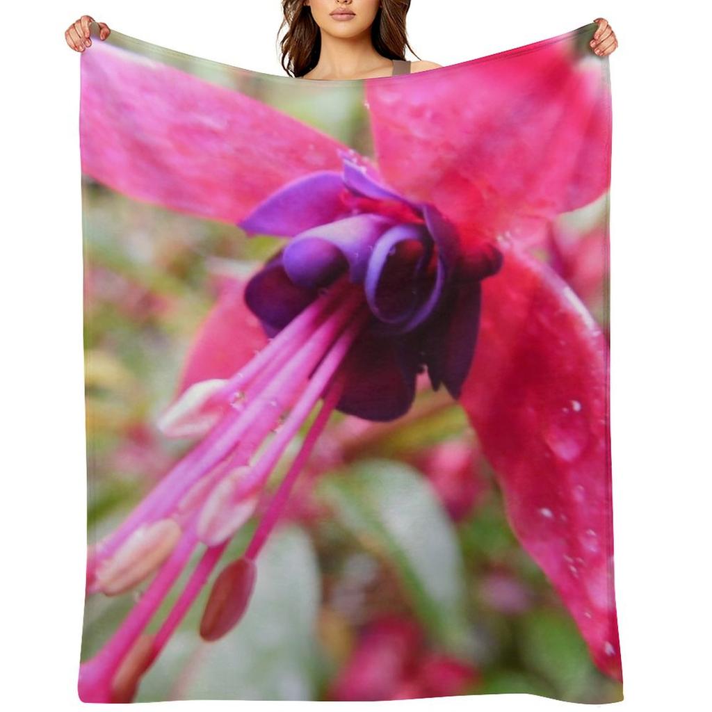 Fuksjowy Kwiat z Kropelkami Wody 240 Koc do Rzucania Koce na Łóżko Zimowe łóżka Dekoracyjny Koc do Rzucania Kołdry