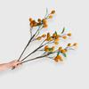 Artificial Loquat Fruit Branch Faux Yellow Burgundy Berry Stem with Green Leaves Fake Fruit Plant for Vase Home Table Floral Decor
