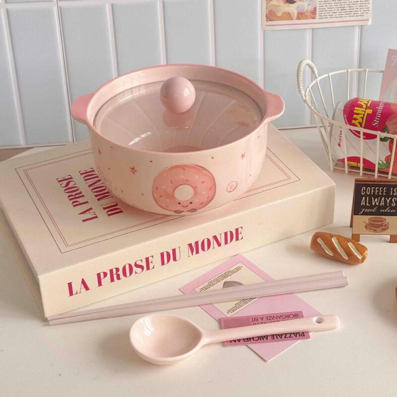 ZISIZ Donut Ceramic Instant Noodle Bowl