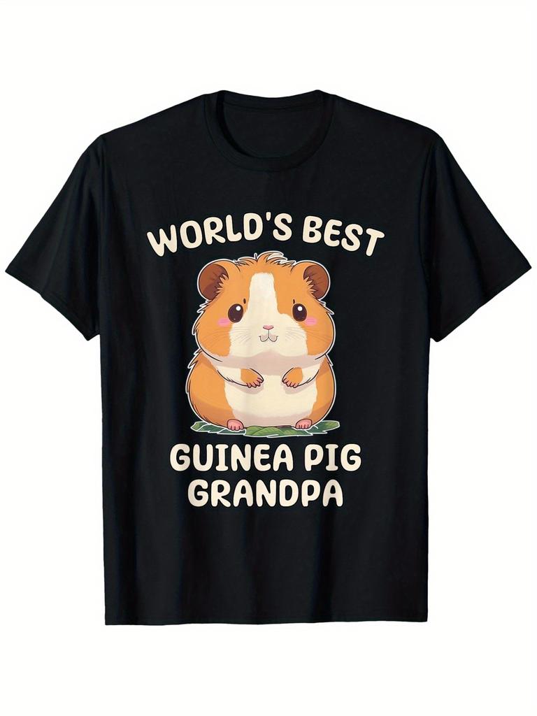 A T-Shirt Featuring The World'S Best Guinea Pig Grandpa - a Fun Black Tee with a Cartoon Guinea Pig