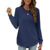 Women's Casual Fashion Round Neck Loose T-Shirt Solid Colour Long Sleeve Top