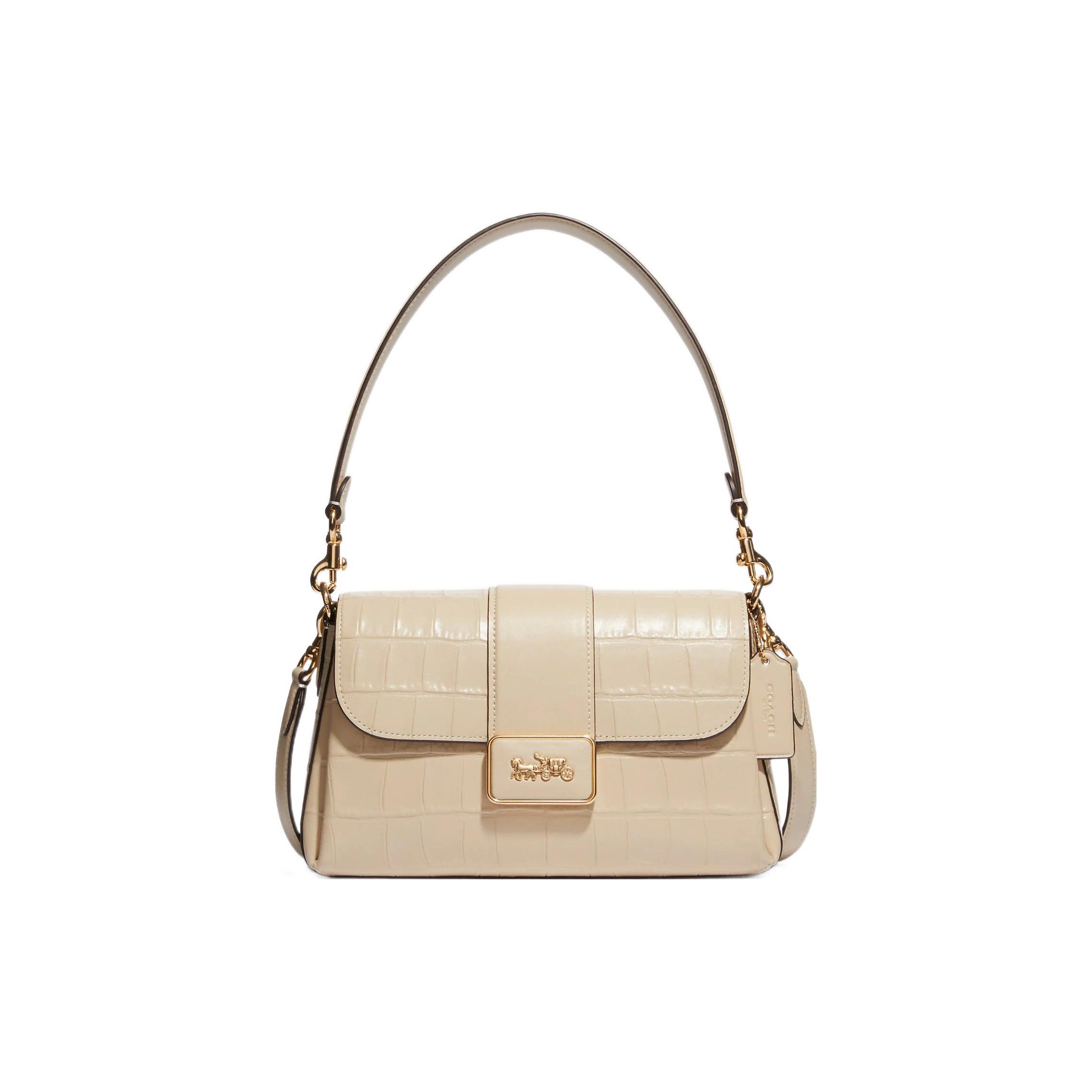 

Coach Grace 26 Flap Closure Crocodile Embossed Leather And Leather Shoulder Bag Women Shoulder Bag Ivory CE605-IMIVO Basic Set (Bag+Dust Bag)