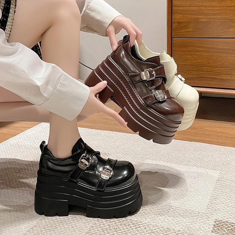Fashion New Spring 10CM Platform Women Loafers Shoes Flats Casual Walking Shoes Woman 2025 Designer Leather Sneakers Mujer Zapatos Pumps