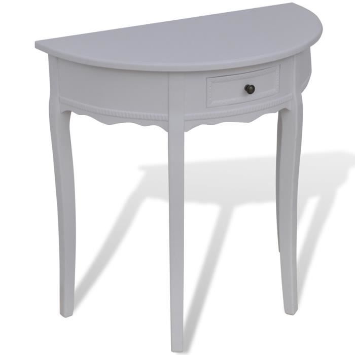 VidaXL Table console avec tiroir Demi-ronde Blanc