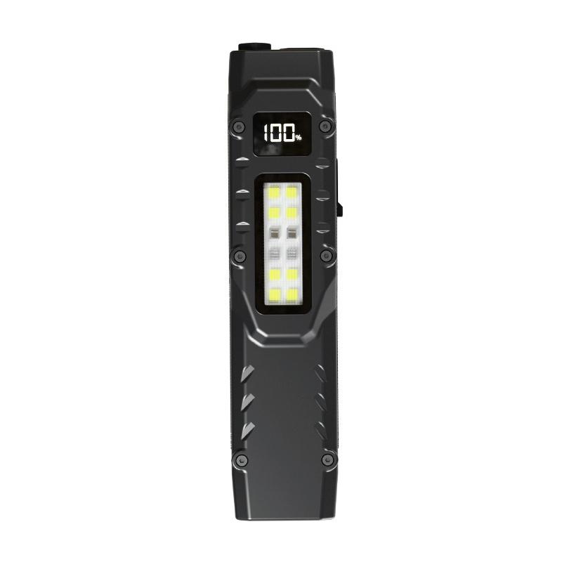 eDC flashlight,rechargeable lED flat flashlight w/Clip & digital display,Pocket flashlight for camping emergency