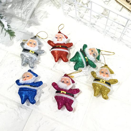 6 Pcs Santa Claus Ornaments for Tree Fabric Santa Claus Christmas Hanging Ornaments 3D Santa Doll Pendant for Holiday Xmas Tree Decor