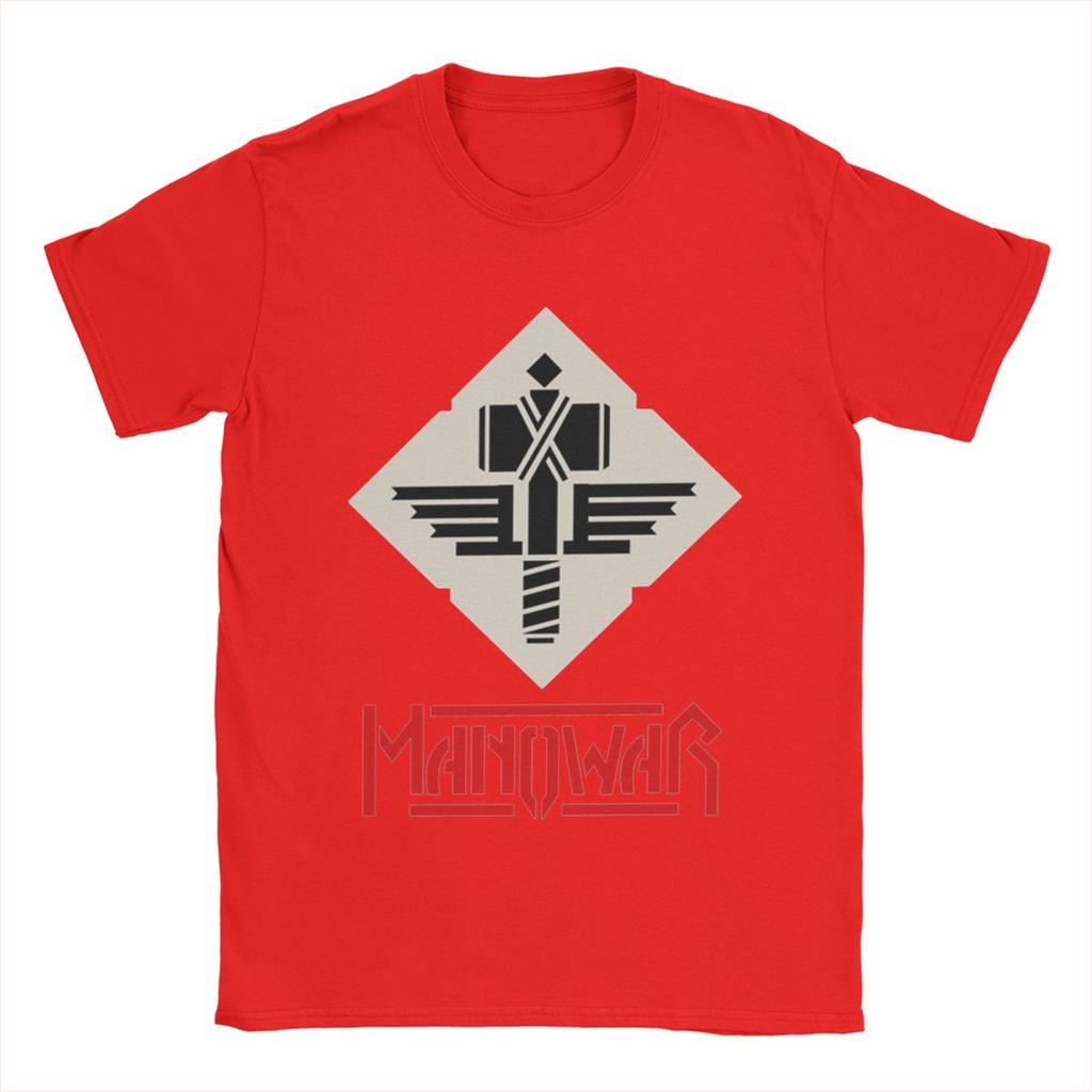 Herren T-Shirt Manowar Lässiges Reines Baumwoll T-Shirt Kurzarm T-Shirts O-Ausschnitt Tops 4XL 5XL