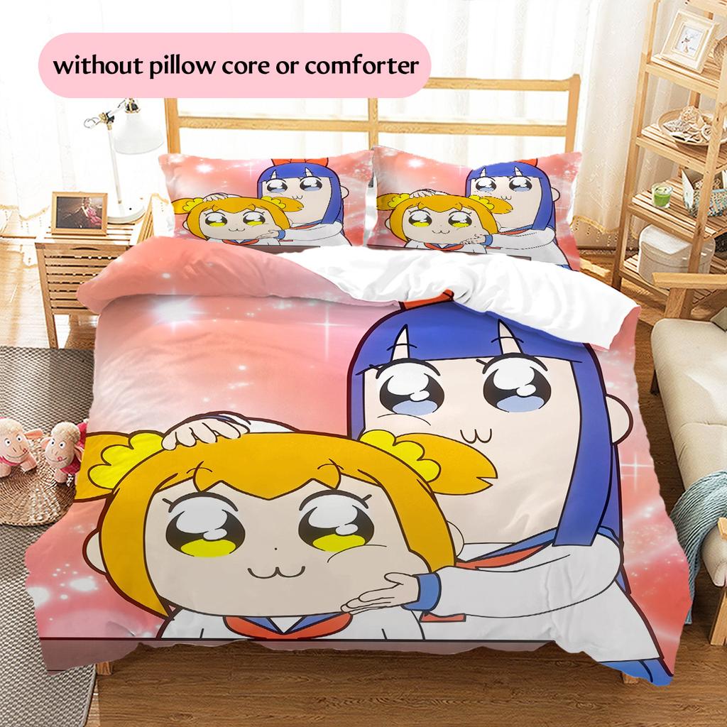 Pop & Pipi  Pattern Bedding Quilt Set  Home Decoration  Gift (1 * duvet cover + 2 * pillowcase  without core)