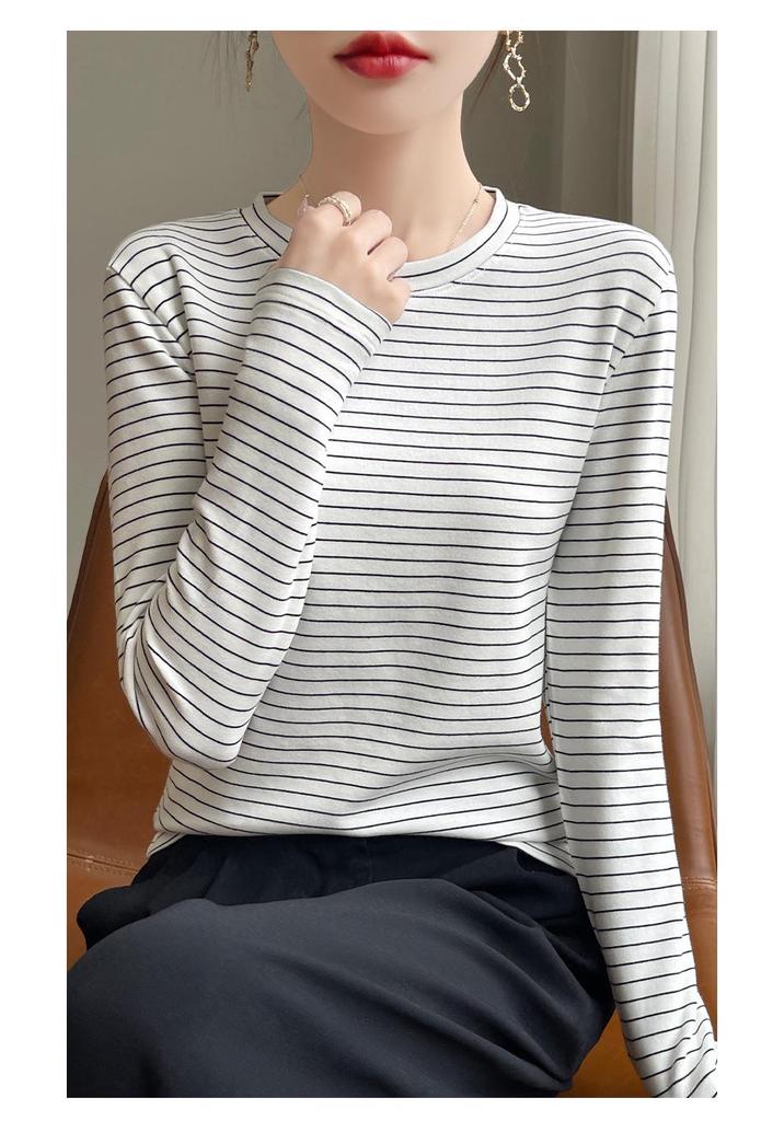Women's Self-Heating Striped Long Sleeve Slimming Pullover