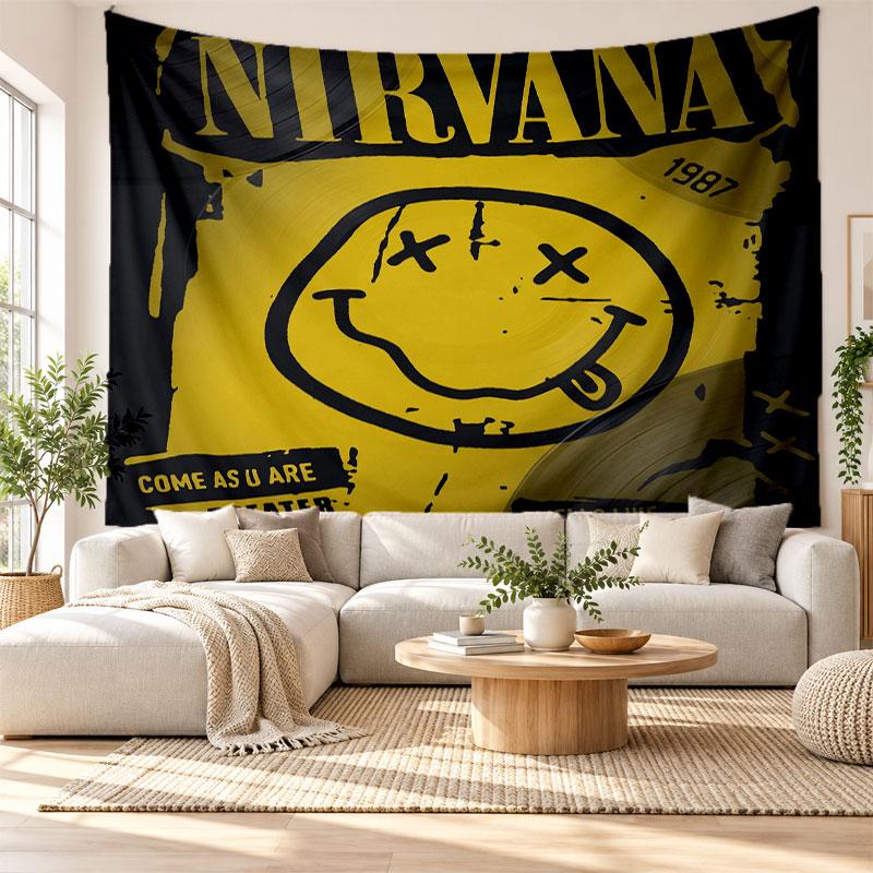 Nirvana Wall Tapestry, Soft Fabric Wall Hanging, Decorative Backdrop For Bedroom Home Wall Art