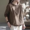 Women's Spring and Summer Artistic Long Sleeved Shirt, Loose and Slimming, Hooded Base Shirt