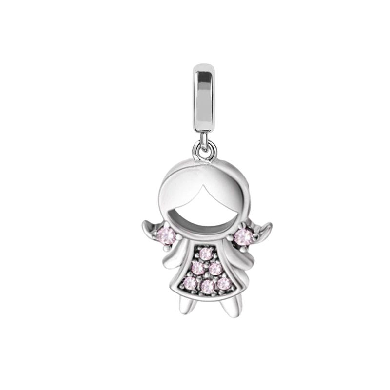 Cute Little Boy Little Girl Charm Beads Dangle Original Fit Copper Bracelet Necklace Beads For Diy Jewelry Women Gift