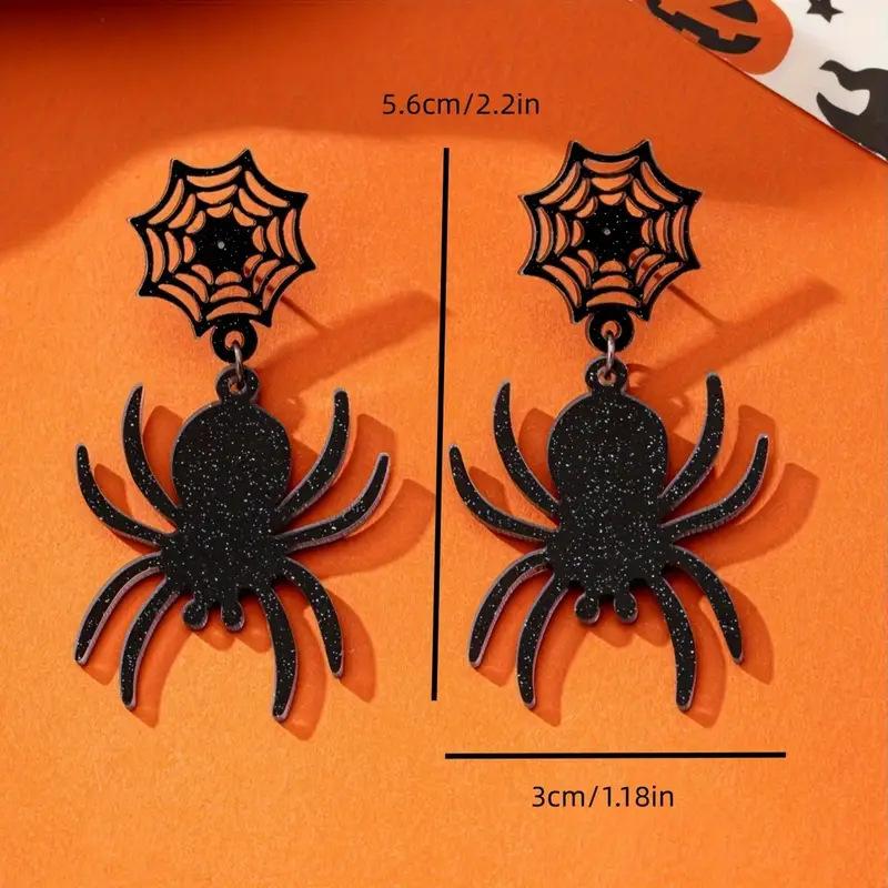 Halloween Spider Pumpkin Bat Earrings  Gothic Acrylic Statement Jewelry for Women,Party Halloween Accessories Ghost House Design