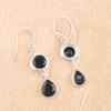 Black Onyx Gemstone 925 Sterling Silver Handmade Jewelry Earrings 1.8" For Gift EE-142-14