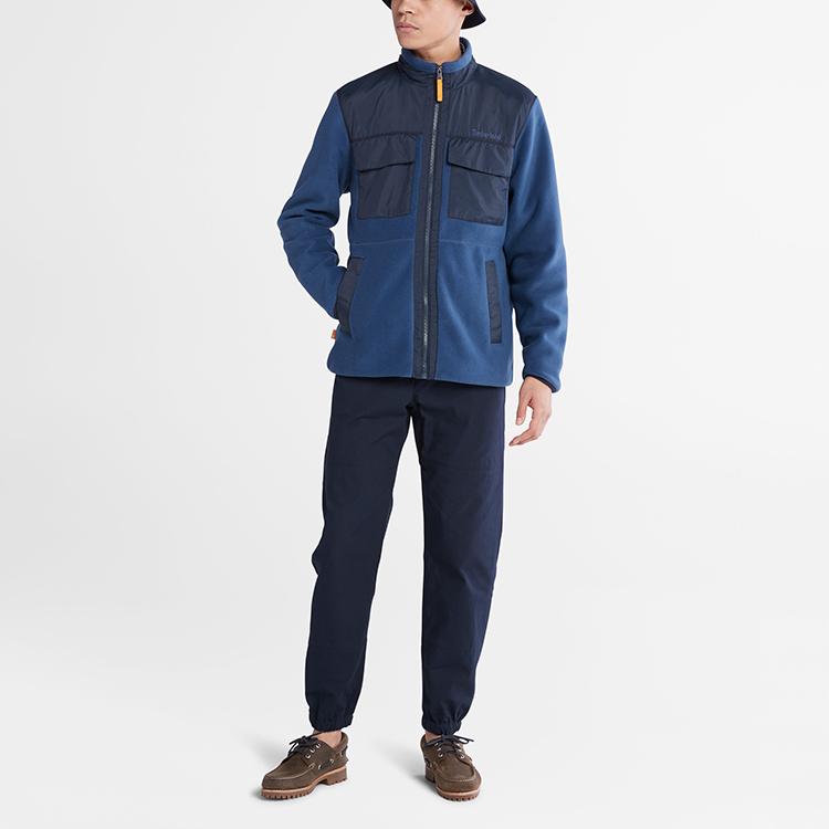 Timberland Casual Color Block Stand Collar Jacket Men Jacket Dark-Sapphire Dark-Denim A69M9-Z02