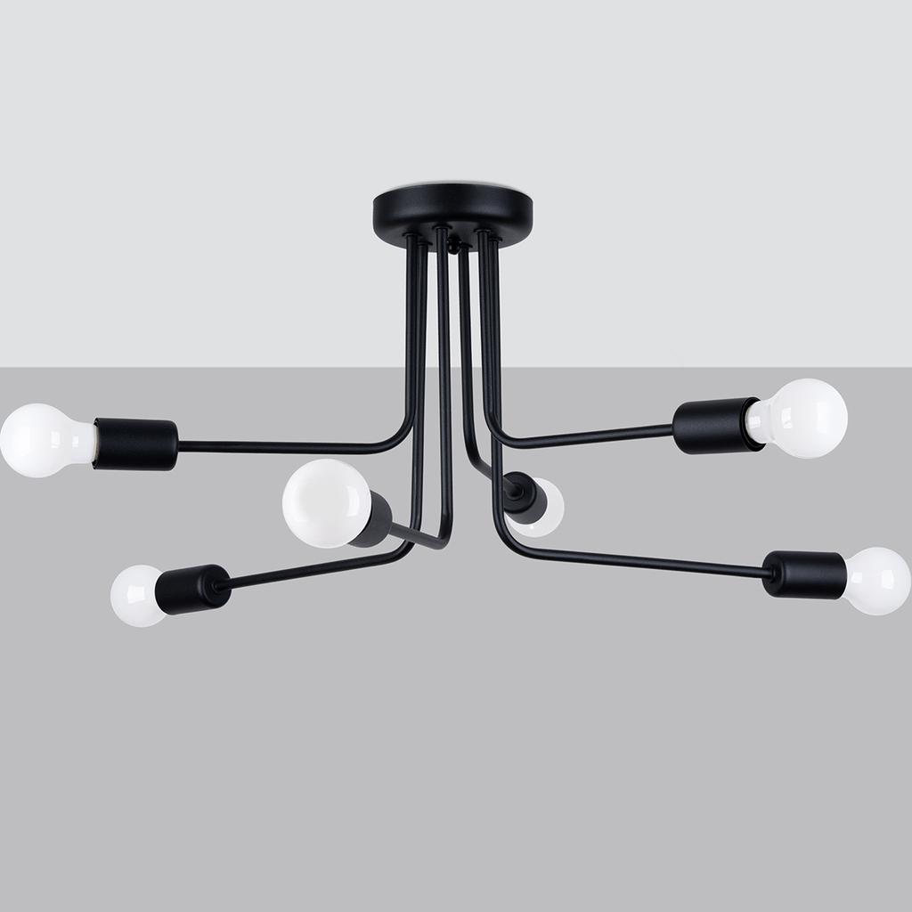 Lampa Przysufitowa Norah 6 E27 Czarny Sollux Sl.1452