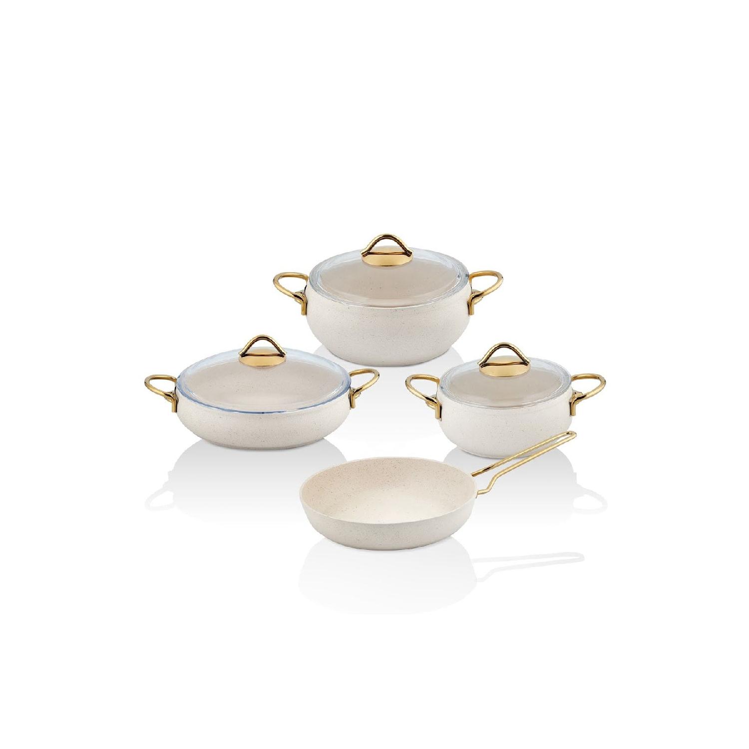 

Luna 4-piece 7-piece Granite Cookware Set Cream Gold Handle белый
