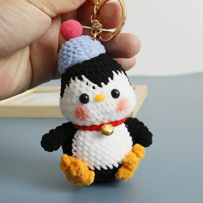 Cartoon Penguin Doll Crochet Keychain Handmaking Crochet Animal Doll Keyring For Gifts Cute Penguin Keychain Custom Accessories