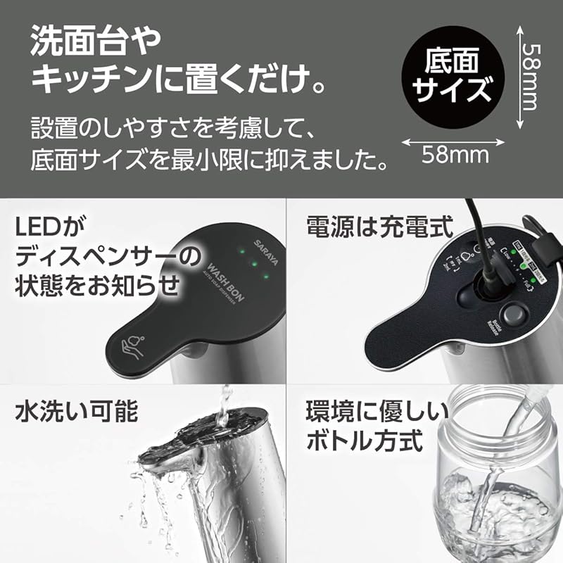 Saraya WASH BON Automatic Soap Dispenser, White