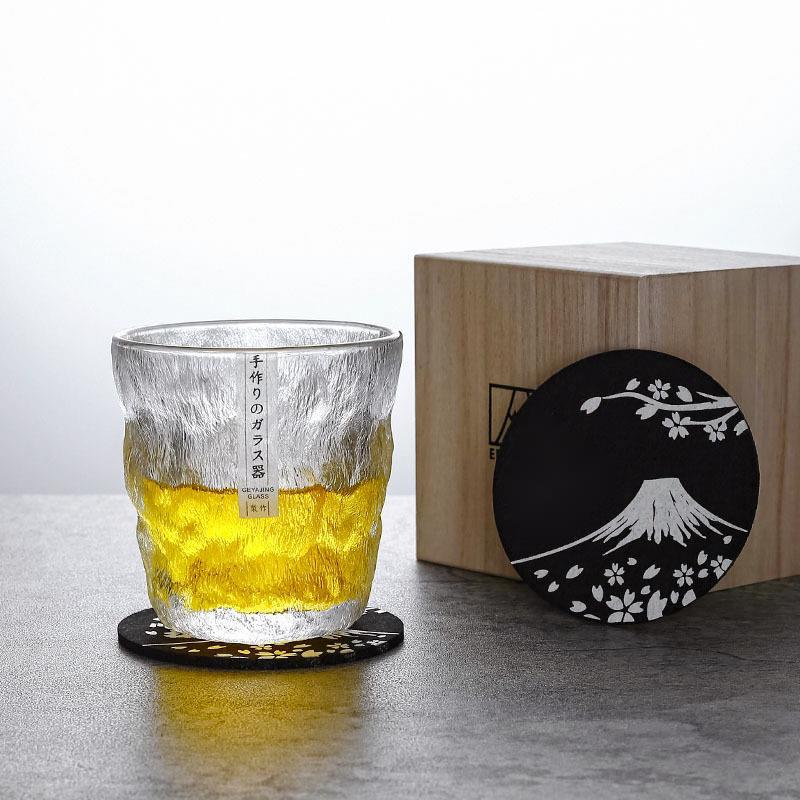 

Glacier Whiskey Glass Gift Box Old-fashioned Crystal Wine Cup Retro Chivas Rock Tumbler Snifter Japan Whisky Glasses For Testing 300ml
