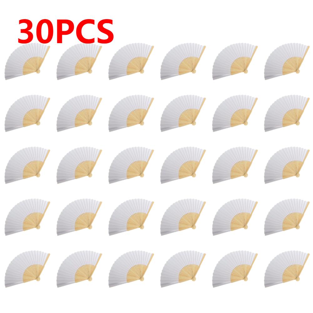 White Purple Foldable Paper Fan Portable Chinese Bamboo Fan Wedding Gifts For Guest Birthday Party Decoration Kids Painting