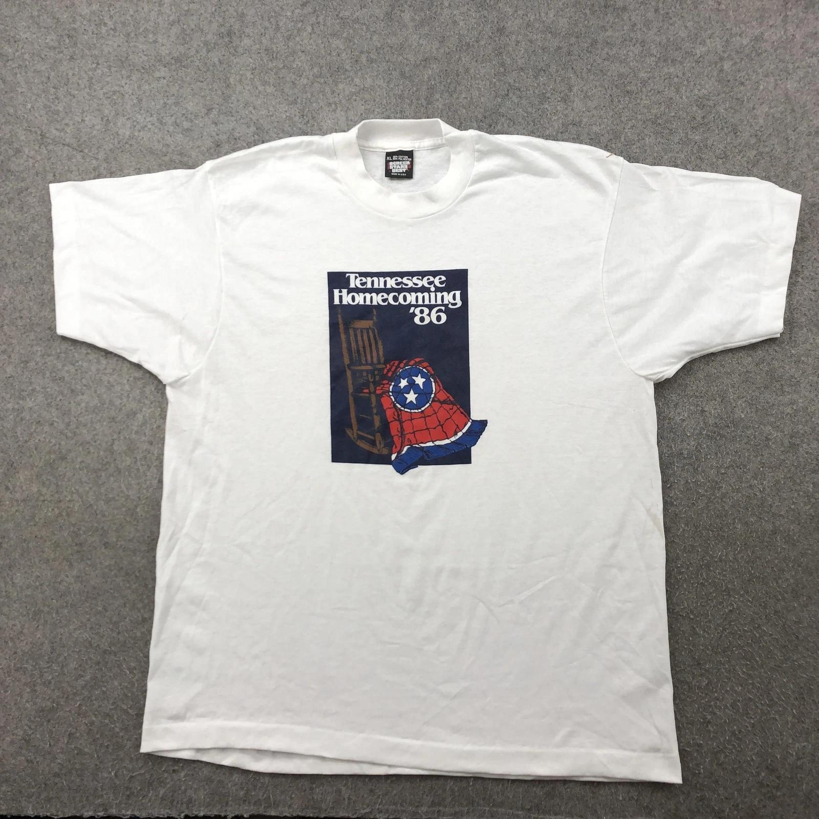 

Vintage Tennessee Homecoming Shirt Mens Extra Large White 1986 Made in USA 80s 4XL