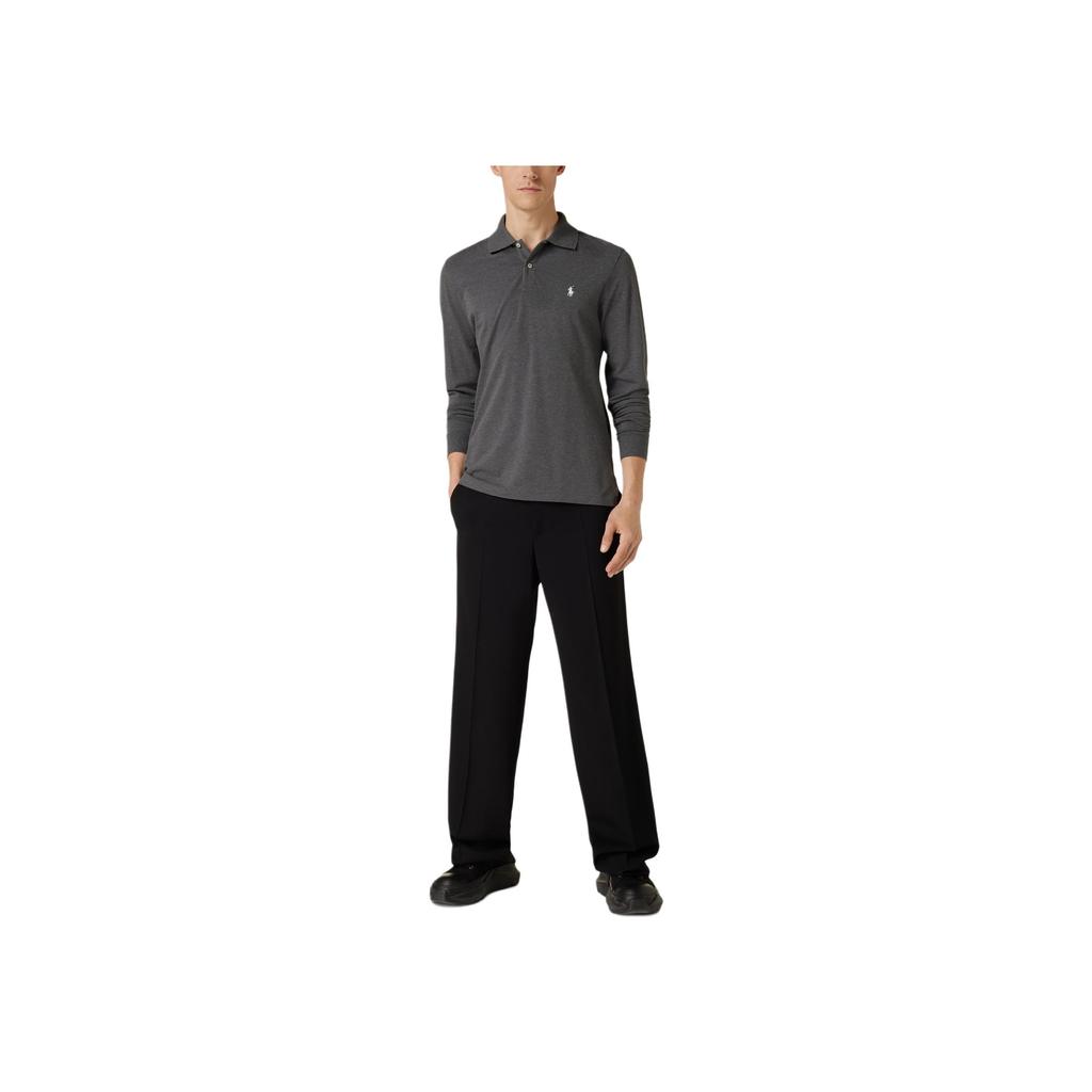 Polo Ralph Lauren Solid Color Long Sleeve Polo Shirt With Embroidered Pony Men Tops Medium-Gray 710680790-040