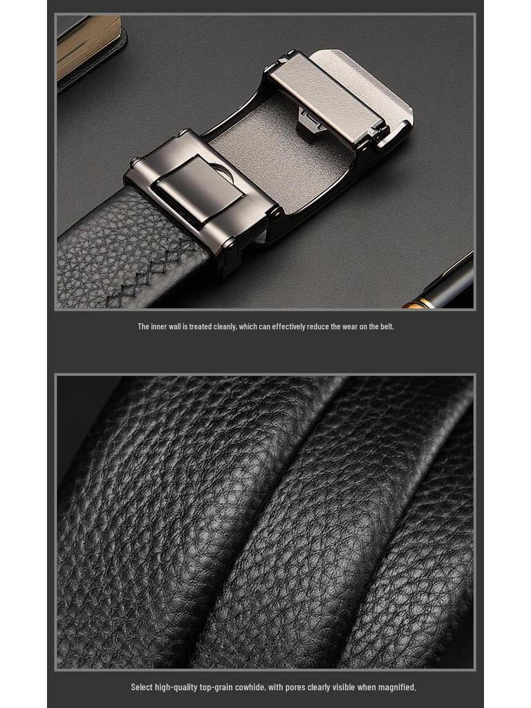 Pánský kožený opasek Armani z pravé kůže s automatickou sponou, vrchní vrstva hovězí kůže pro business casual