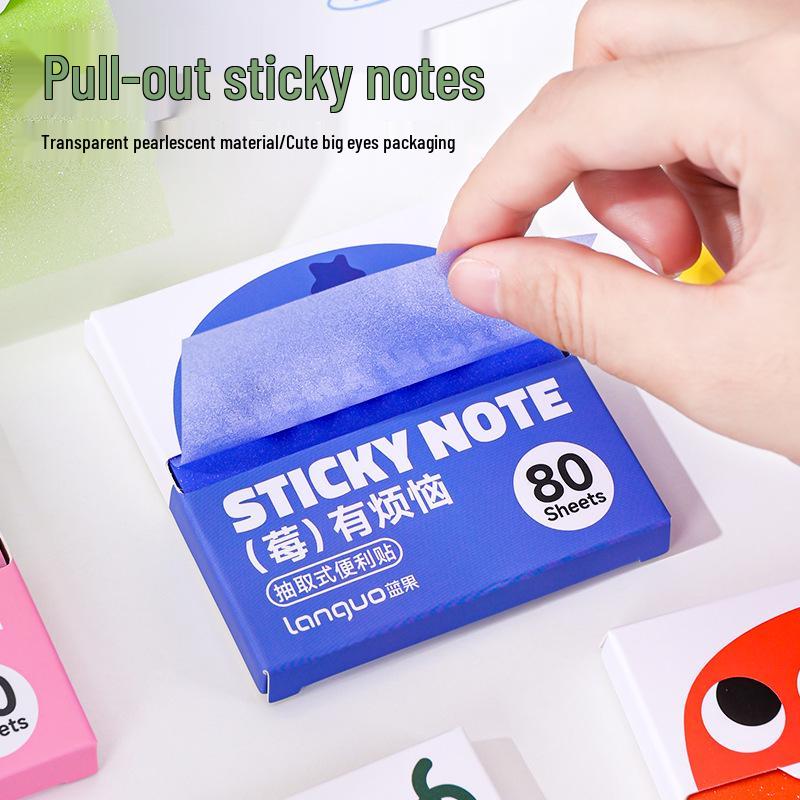 Blue Fruit Pearlescent Tearable Sticky Notes – Cute Transparent Memo Stickers for Students