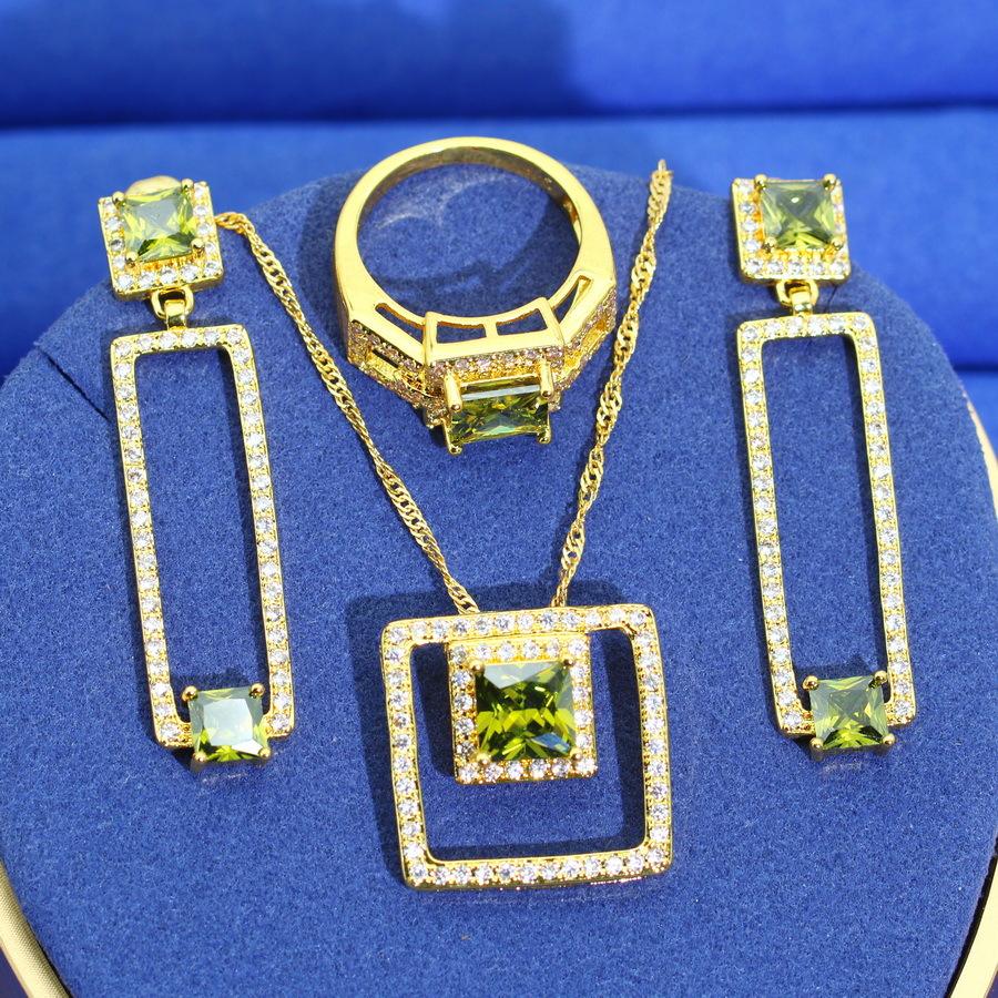 Jewelry European and N Anti Allergic Zircon Necklace Earring Jewelry Set