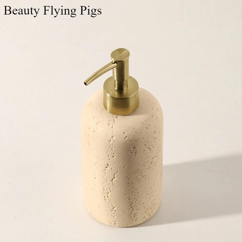 1pc Natural Stone Shower Gel Distribution Bottle, Household Storage Bottle, Bathroom Decoration, Liquid Distribution Bottle