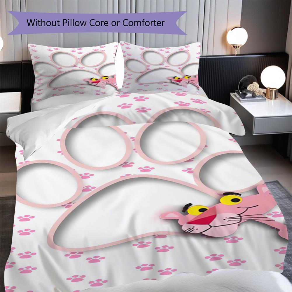 Biancheria da letto con impronta di zampa della Pantera Rosa Senza Imbottitura 1 Copripiumino 2 Federe Senza Imbottitura Set Biancheria da Letto Regalo di Natale Compleanno Morbido e Confortevole
