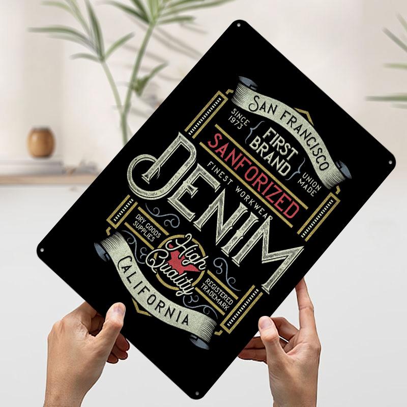 

Demin Metal Poster Customized Wall Art Retro Vintage Tinplate Signs for Decoration At Home Decor Items Coffee Bar Accessories 7.9x11.8In(20x30cm)